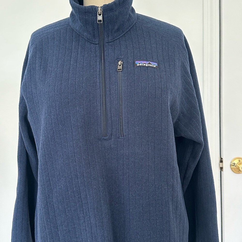 Patagonia Men’s Navy Ribbed Half-Zip Fleece Pullover